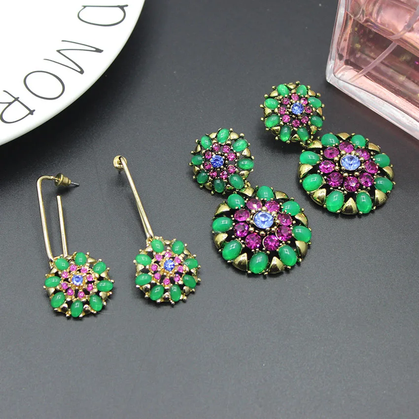 Европа и Америка Подиум раздел барокко ухо гвоздь капли воды Цветы Круглые серьги темперамент ретро большие серьги 285