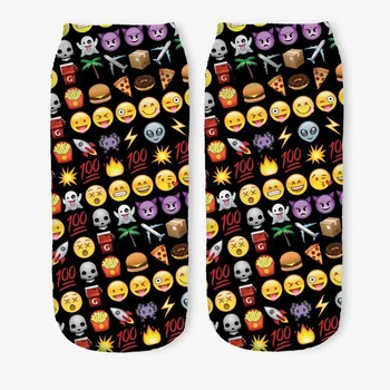 

RUNNING CHICK New black expression printing short tube socks