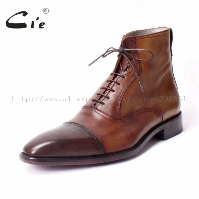 Cie/мужские ботинки ручной работы из натуральной телячьей кожи с квадратным носком; кожаная подошва; дышащая обувь; темно-коричневый цвет; No. A66