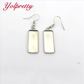 

Yolprtty New Fashion 10*25mm 10pcs/Lot Stainless Steel Drop Earring Studs,Earrings Blank/Base,Fit 10*25mm Drop Glass Cabochons