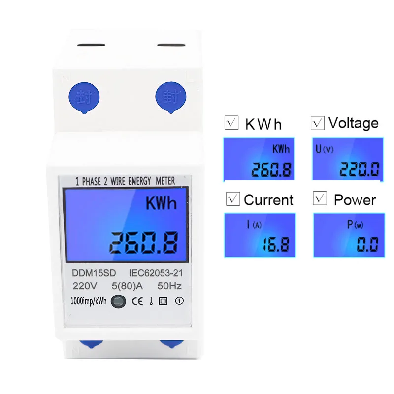 

LCD Digital Screen Meter energy consumption kWh single phase Watt meter energy wattmeter AC 230 V-220 V 50Hz 60 HZ