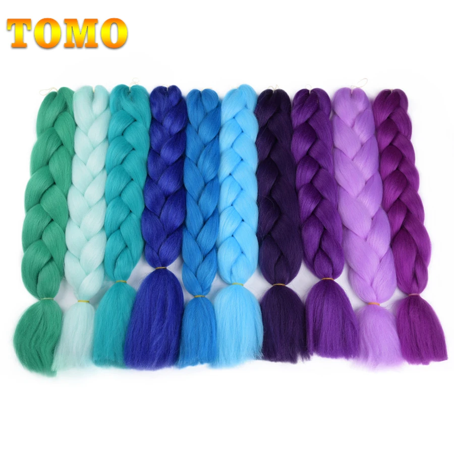 

TOMO Ombre Braiding Hair Jumbo Braids 24inch 100/Pack Synthetic Two And Three Tone Fiber Braid Hair Extensions