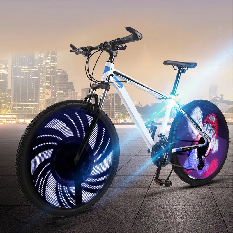 Top DIY bicycle light 64 LED Bicycle Wheel Spoke Light Waterproof Light Road Bike Smart Lamp Double-sided Display Pattern led bike 4