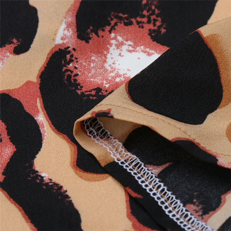 Sexy Fashion Women Long Sleeve Leopard Print Blouse V-Neck Chiffon Shirt Bandage Crop Tops Shirt For Ladies 40JA30 (9)