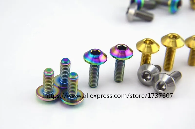 10pc/lot M6x12/15/20mm Titanium alloy motorcycle screw colorful color motorbike motor bicycle