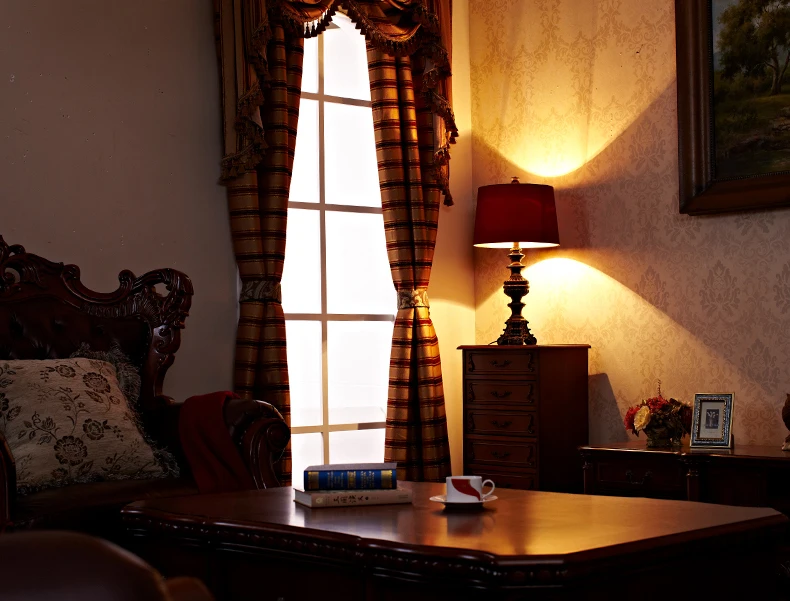 Винтажный стиль ретро огни смолы настольная лампа гостиная спальня прикроватная ткань абажур E27 база Домашнее освещение Fixtrue