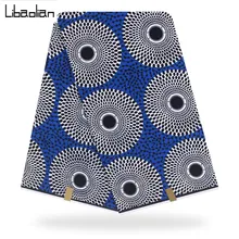 Высококачественная африканская вощеная ткань с Африканским узором настоящий гарантированный синий круглый узор 6 ярдов/партия для женщин платье F96-22