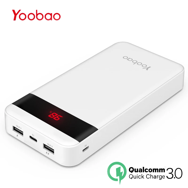 Yoobao Quick Charge 3,0 power Bank 20000 мАч для Xiaomi Mi 2 USB power Bank портативный внешний аккумулятор Pover Bank для iPhone 7 6 5