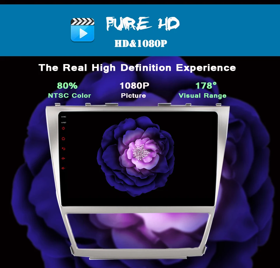 Perfect 1024*600 2 Din Octa Core 10.1" Android 9.0 Car DVD GPS Navigation For Toyota Camry 2007 2008 2009 2010 Head Unit Stereo radio 3