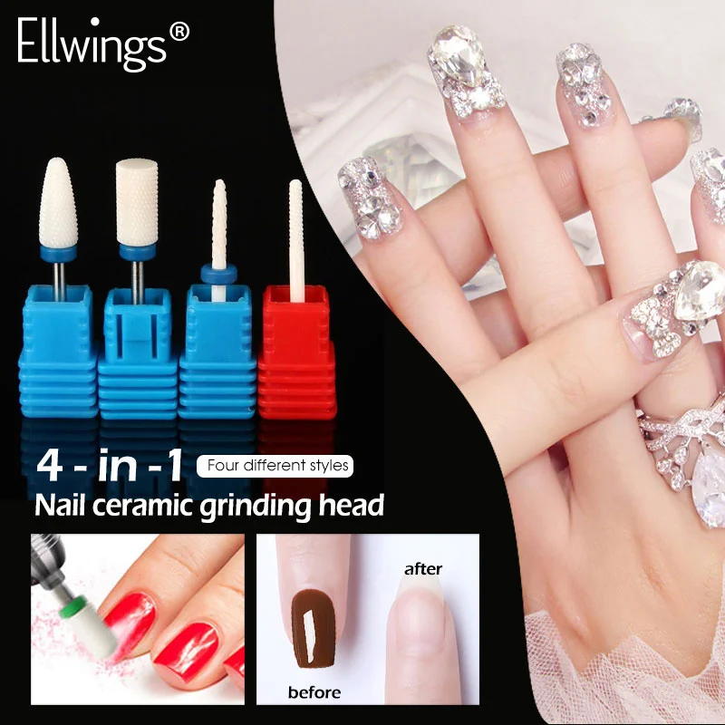 

Ellwings Ceramic Nail Drill Bits Cutter for Electric Nail Drill Manicure Machine Nail Files Manicure Nail Art Accessory Sets