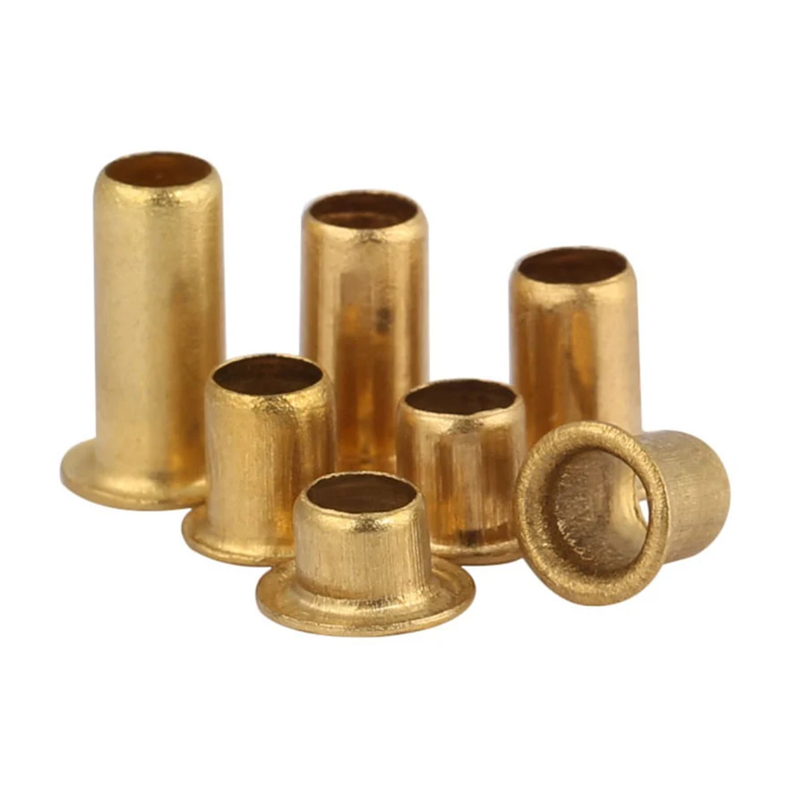 M6 Brass Eyelet Hollow Tubular Rivets Through Nuts Kit for Cloth Doll Card Paper DIY Length 4/5/6/8/10/12mm