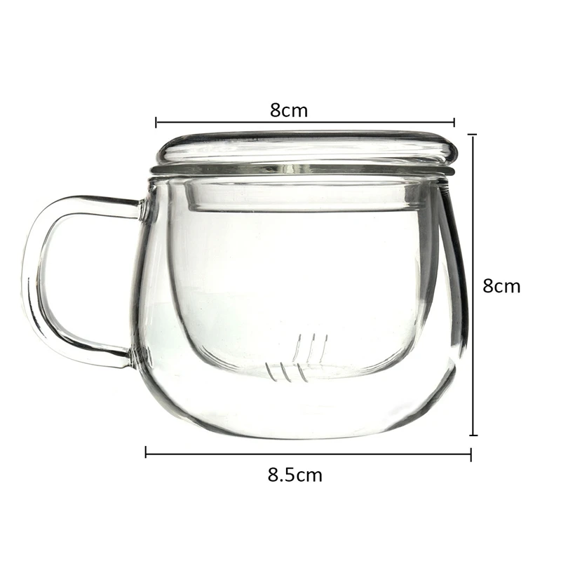 Arshen, высокое качество, прочная, 3 в 1, набор, 320 мл, прозрачная, термостойкая, чайная, кофейная чашка с чаем Inf, для использования, фильтр, крышка, для дома, офиса