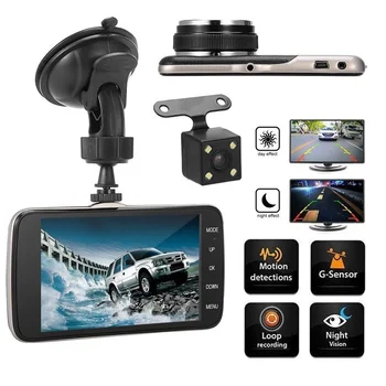 

20Pcs/Lot 4" Screen Dual Lens Car HD 1080P Built-in GPS DVR Camera Recorder 170 Degree Wide Angle Dashboard Camera G-sensor