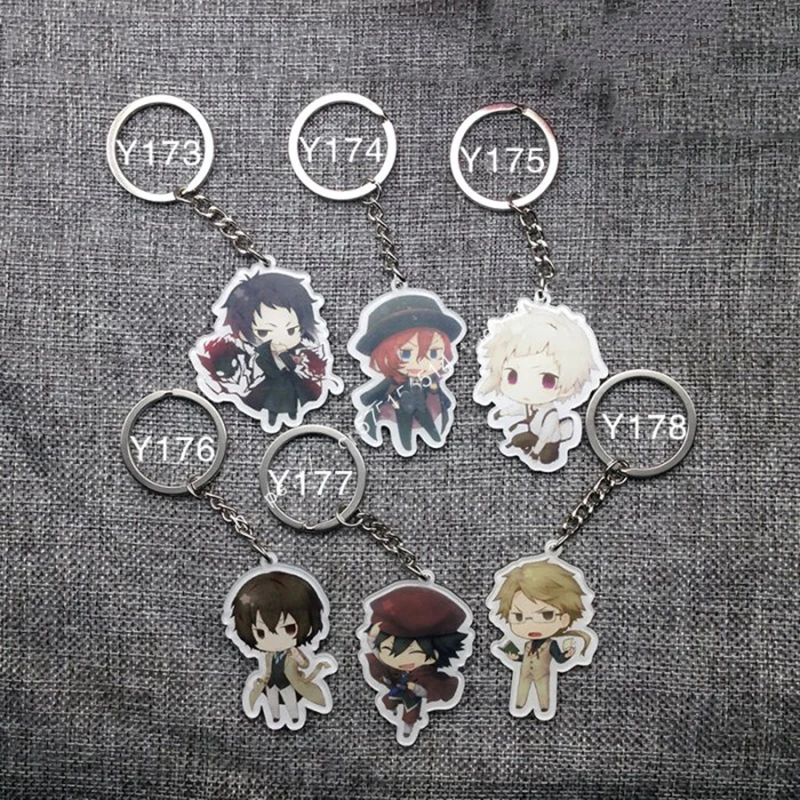 6pcs/set Anime Keychain Bungo Stray Dogs Dazai Osamu Nakajima Keychain