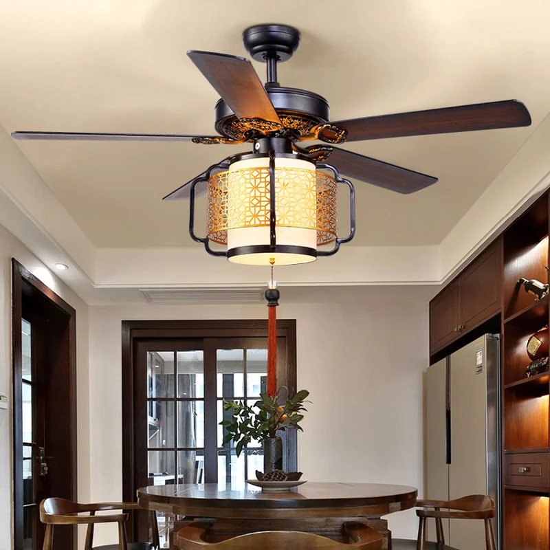

Ceiling Lamp Fan Lights of New Chinese Style Dining-room Sitting Room Tea Club Lantern Droplight Chinese Wind Bedroom with Led