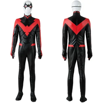 

Hot Sale Batman Young Justice Nightwing Cosplay Costume New 52 Red Adult Jumpsuit Cosplay Costume Halloween Party Costume