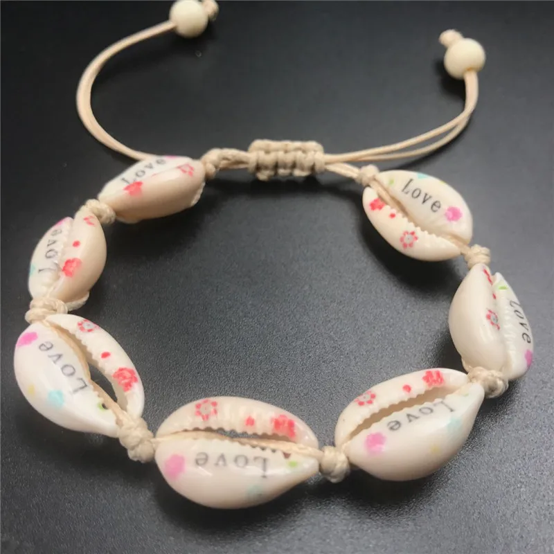 

Pink Letter Shells Bracelets For Women Accessories Rope White Woman Bracelet And Bangles Jewelry Black Female Gifts Bracelets Ba