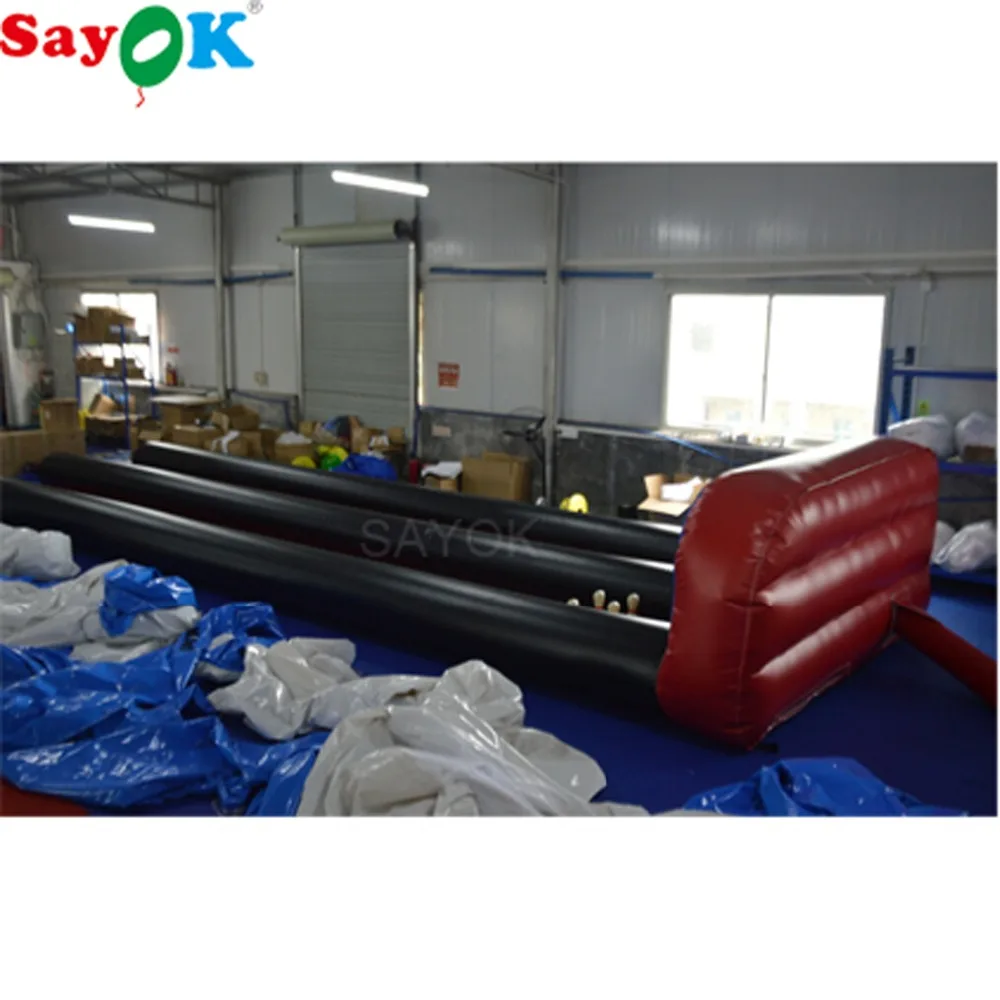 Sayok مزدوجة الممرات 10x3 M نفخ البولينج الممرات مجموعة لعبة التفاعلية البولينج زقاق في الهواء الطلق لعبة رياضية للترفيه
