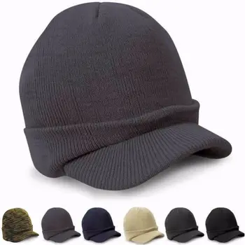 

11 Color CoMen Warm Baggy Crochet Visor Brim Beanie Ski Cap Baggy Oversized Knit Skull Hat Sport Peaked Cap