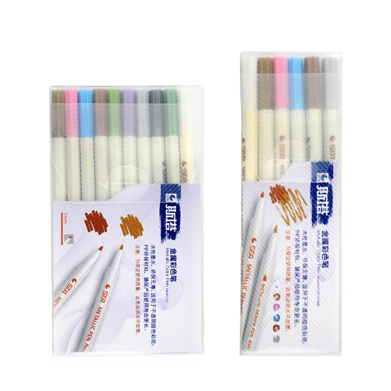 

6 Colors STA Metallic Markers Pens Hard Tip Metal Art Paint Marker Stationery School Office Painting Supplies