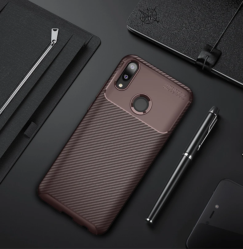 Для huawei Y9 2019 случай углеродного волокна Drop-доказательство мягкий чехол ТПУ для