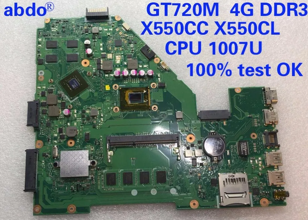 

Abdo ASUS X550CC X550C X550V Y581C X550CL X550CA X552C R510C laptop motherboard CPU 1007U DDR3 GT720M 4G 100% Test OK