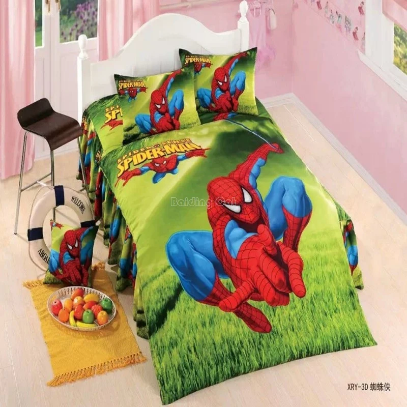 

2019 Cartoon 3d Spiderman Bedding Set Single Twin 2/3/4pcs Kids Bed Linen Bedclothes Duvet Cover Set with Flat Sheet Pillowcases