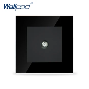 

New Arrival Satellite Socket Wallpad Luxury Black Tempered Glass Panel 86*86mm 110V-250V Smart Home Satellite TV Socket