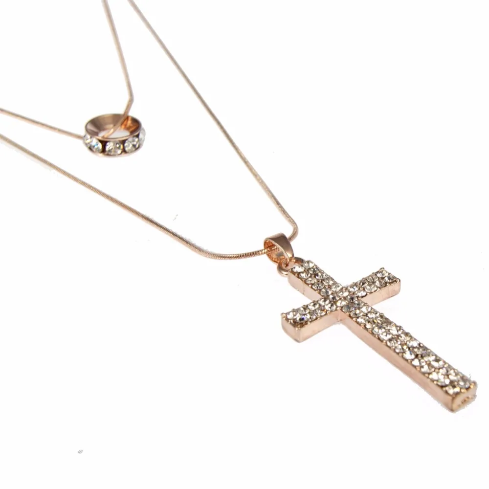

EVBEA Rhinestone Easter Crystal Cross Necklace & Pendant Chain Christian Jewelry Religious Cross Necklace Women/Men Gift