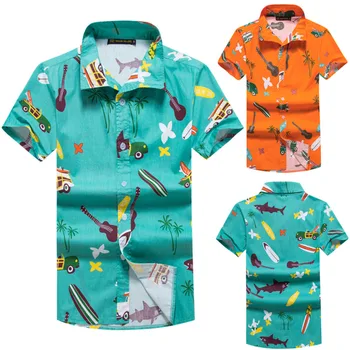

Men shorts NEW Fashion Beach Style Printing Cotton Short Sleeve Tops Summer Hawaiian Floral Beach Vacation Clothing Y529