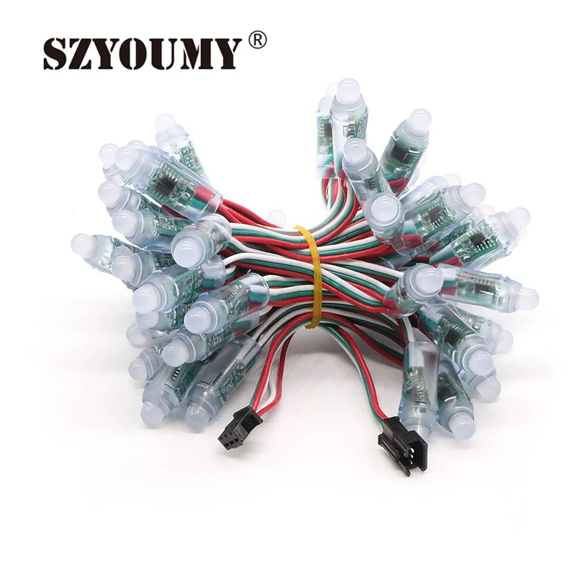 

SZYOUMY DC 5V 12V WS2811 RGB IC Led Pixel Module 12mm Digital Full Color Independently Addressable String Waterproof