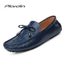 Plardin New Four seasons Fashion Casual Split Leather Comfortable Sewing Butterfly knot Crocodile pattern man Leather