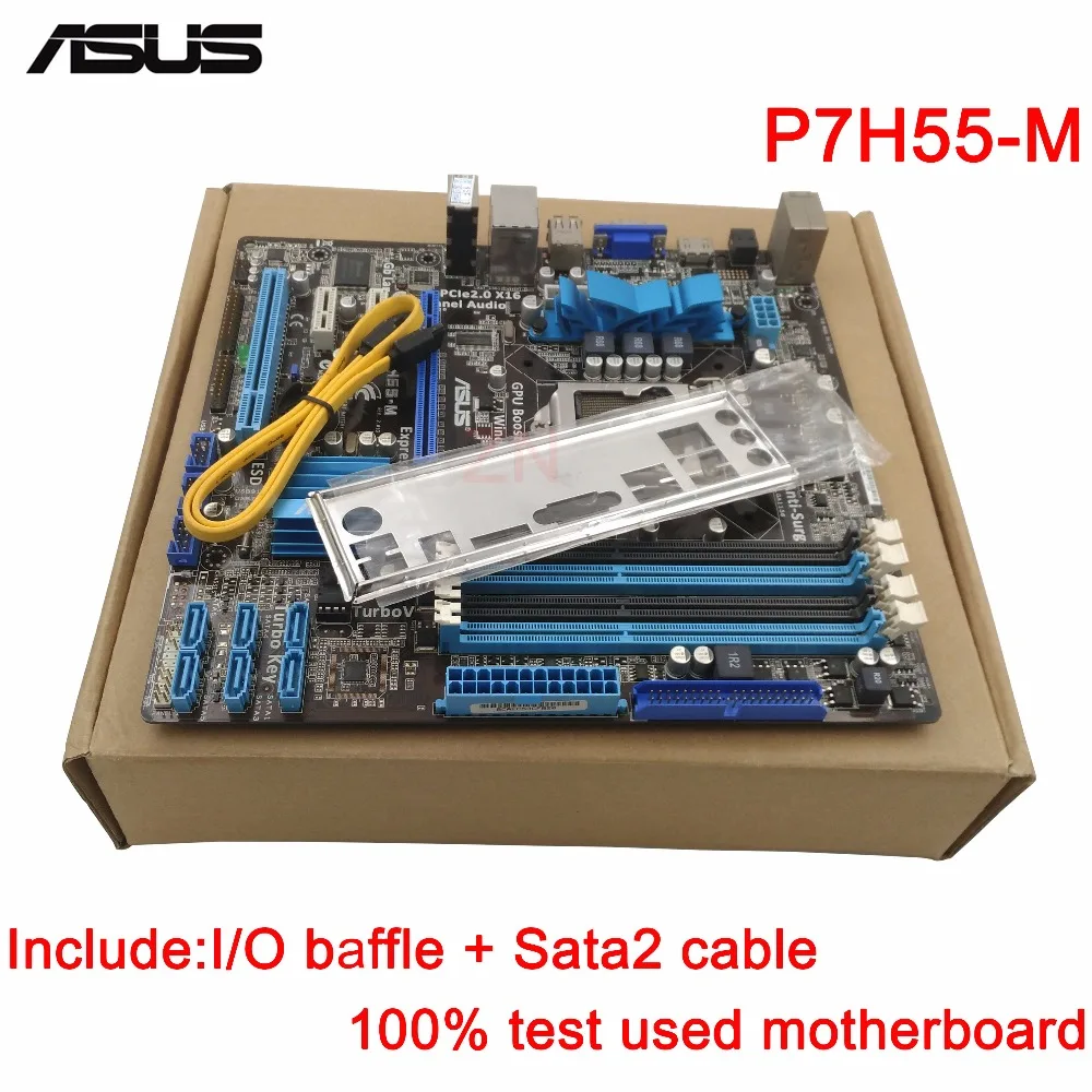 

original Used Desktop motherboard For ASUS P7H55-M H55 Support LGA1156 I7 I5 I3 Maximum 4*DDR3 16GB 6*SATA II u ATX Main Board