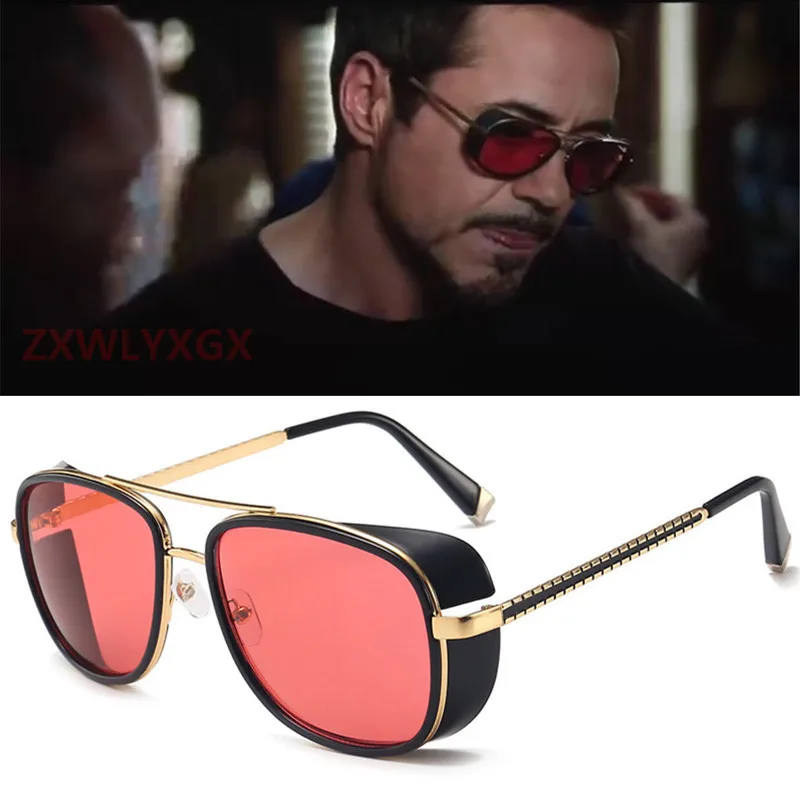 

Iron Man 3 Square Sunglasses Men Coating retro Vintage Brand Designer tony stark Sun glasses Oculos Masculino Gafas