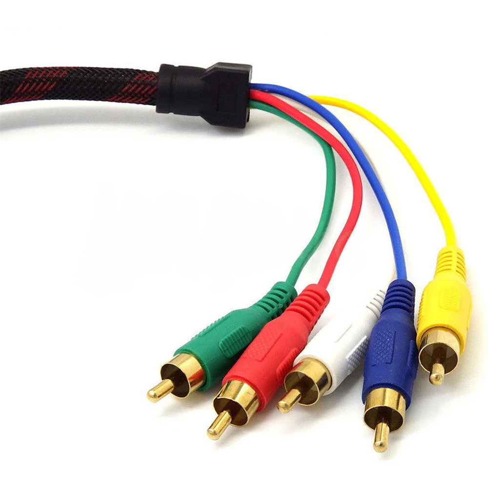 Кабель адаптер Full HD 1080P HDMI штекер 5 RCA RGB Аудио Видео AV конвертер 1 м