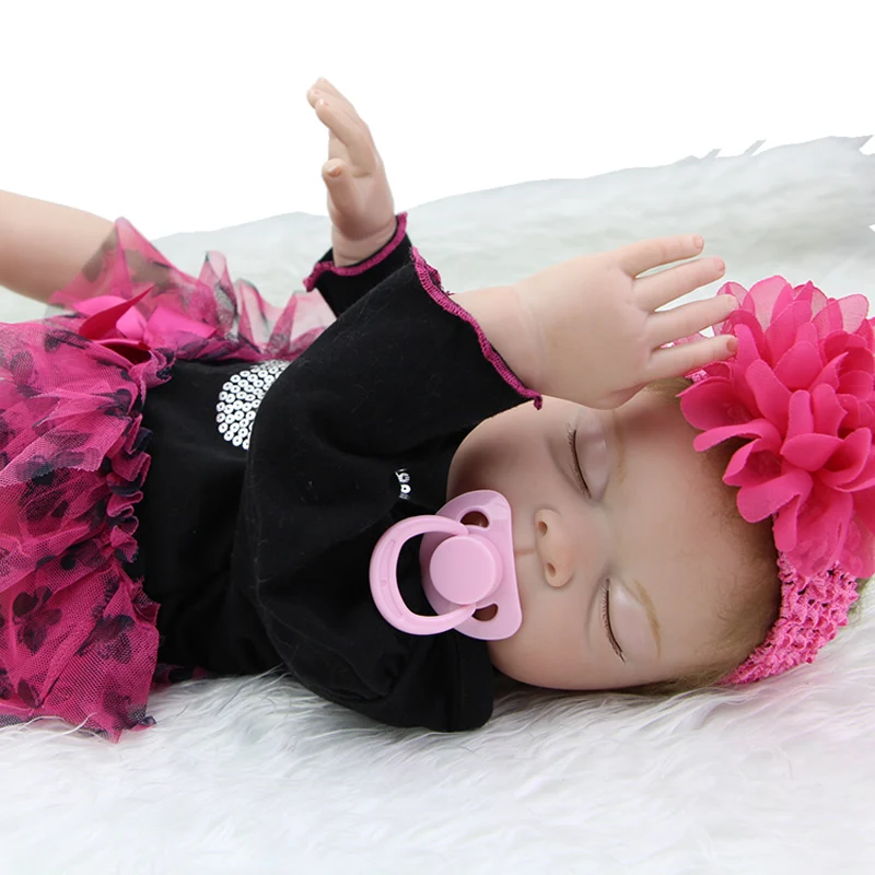 Real Looking Sleeping Baby Doll Reborn Silicone Vinyl Full Body 20 Inch Newborn Babies Alive Dolls With Dress Kids Birthday Gift