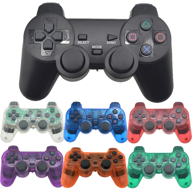 Беспроводной контроллер для Sony Playstation 2 прозрачный Bluetooth 4G вибрационный PS2