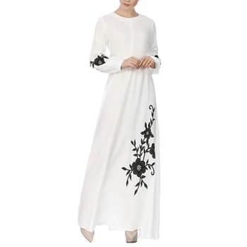 

New Chiffon Long-sleeved Dress Kaftan Gown Long Paragraph Llarge Size Noble Middle Eastern Traditional Arabic Embroidered Dress
