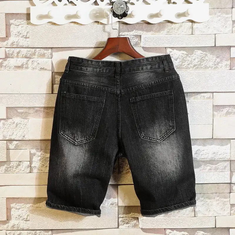 mens black denim jean shorts