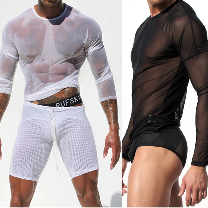 Buy Sexy Unique Transparent T shirt Men See Through
