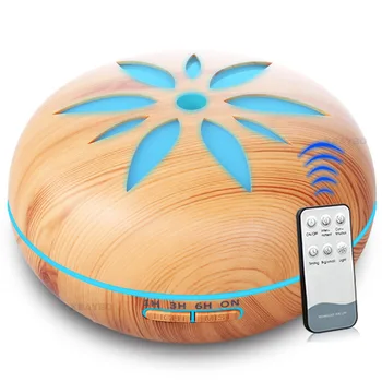 

550ml Ultrasonic Humidifier Aroma Essential Oil Diffuser Wood Grain Cool Mist Humidifier Aromatherapy Diffuser With 7 Color LED