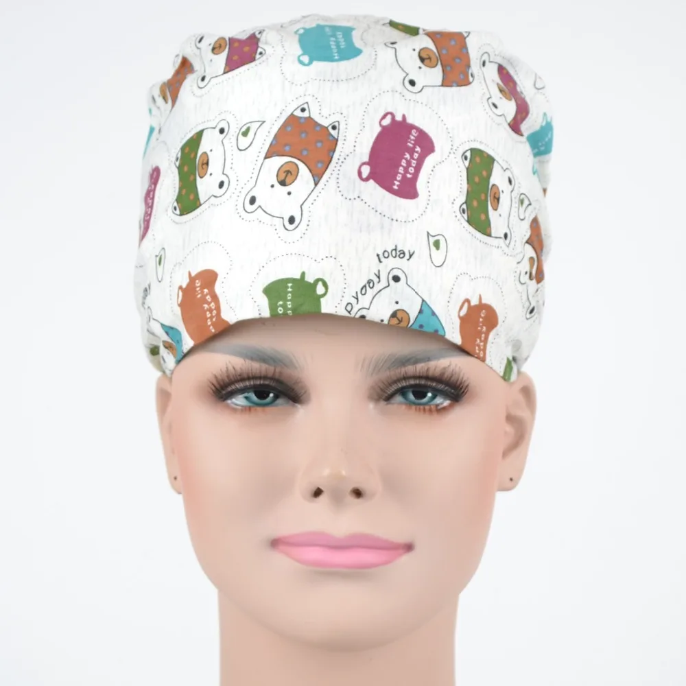 surgical scrub caps , 100 cotton with sweatband medical caps scrub