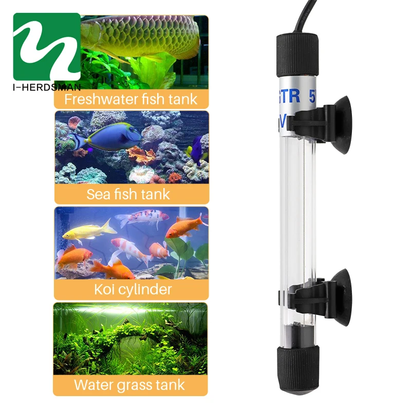 1 шт. УФ-лампа для аквариума, погружной УФ-стерилизатор, лампа для удаления ультрафиолетовых водорослей, дезинфекционный трубчатый светильник для аквариума, светодиодный светильник ing