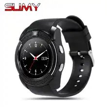 Купить онлайн Слизняк Смарт-часы V8 Поддержка sim-карта TF спортивные Smartwatch для IPhone samsung телефона Android Круглый наручные часы PK DZ09 GT08 a1 W8