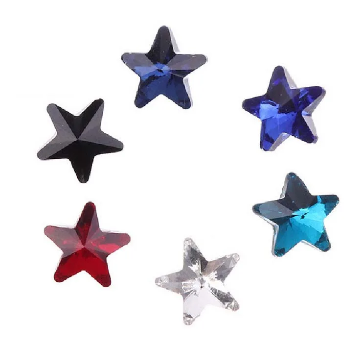 

60PCS Mixed Colors Pointed Star Fancy Glass Stones 10mm (6 Colors)