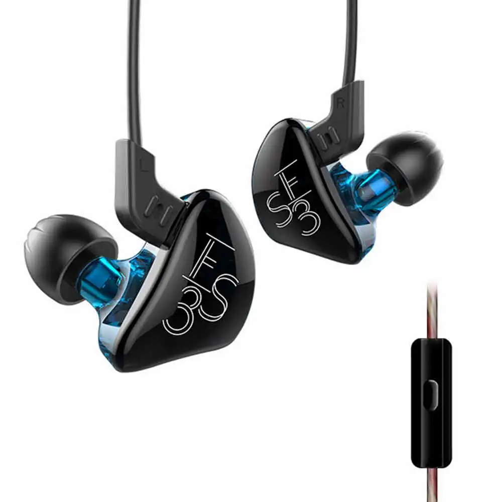 

KZ ES3 1DD+1BA Hybrid Earphone Wired In Ear Earphones Noise Canceling HIFI DJ Monitor Earbud with Replacement Cable Headset