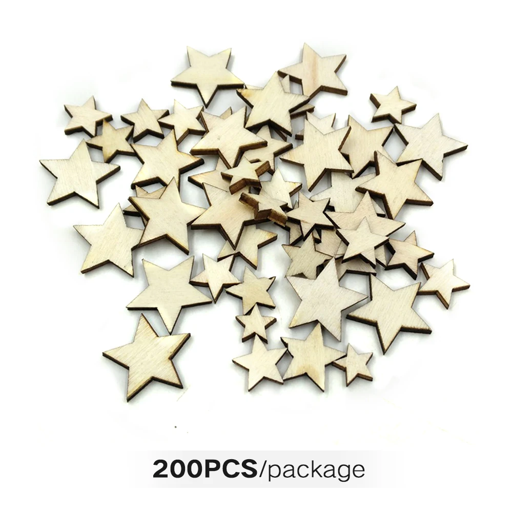 

Handmade Ornaments Buttons Scrapbooking Size Mixing Light Weight Supplies Graffiti Gifts Wooden Stars DIY Crafts Embellishments