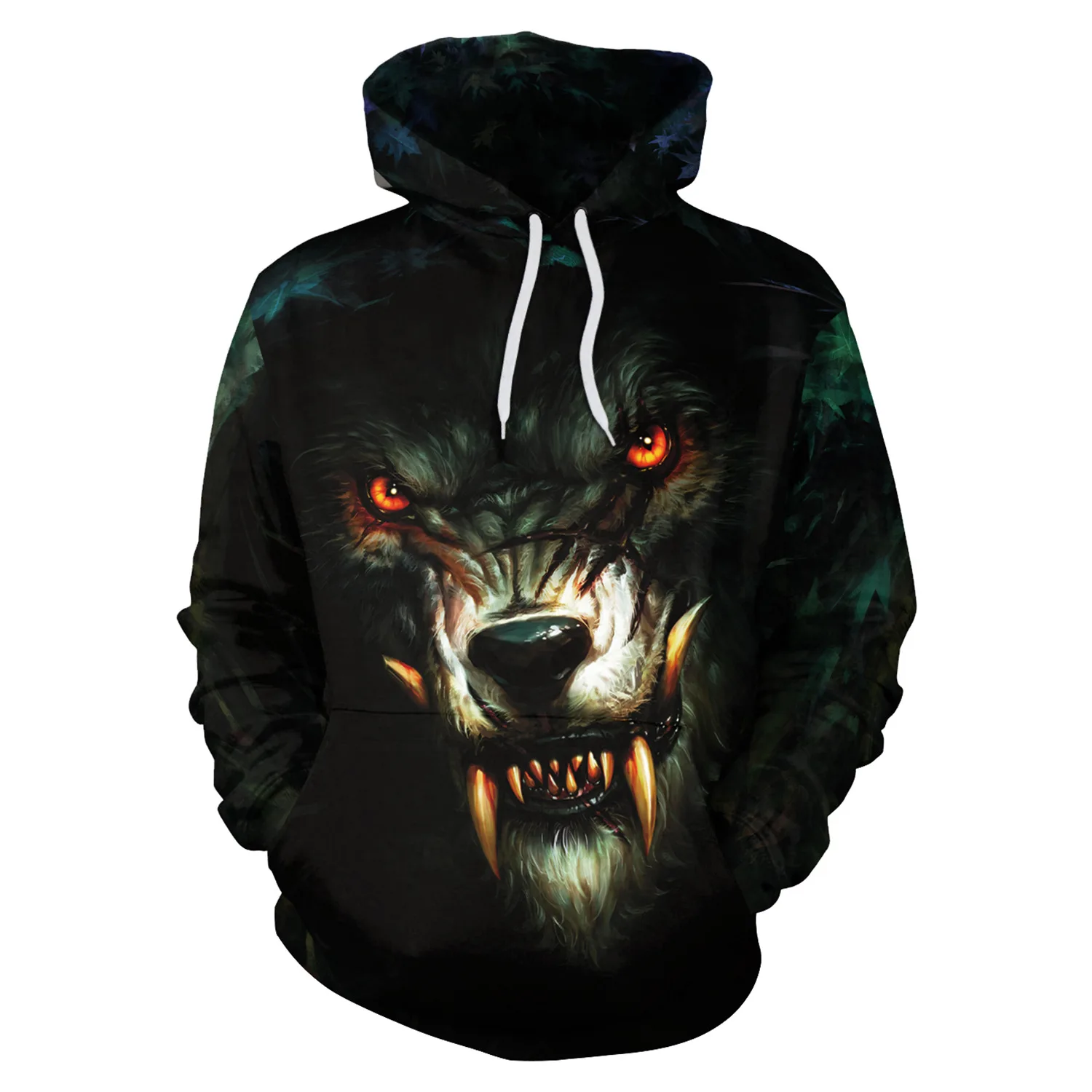 Women Hoodies Evil wolf 3D Print Hoodies with Hat Men Hoodie Loose Long Sleeve Hooded Sweatshirt Streetwear Sudaderas