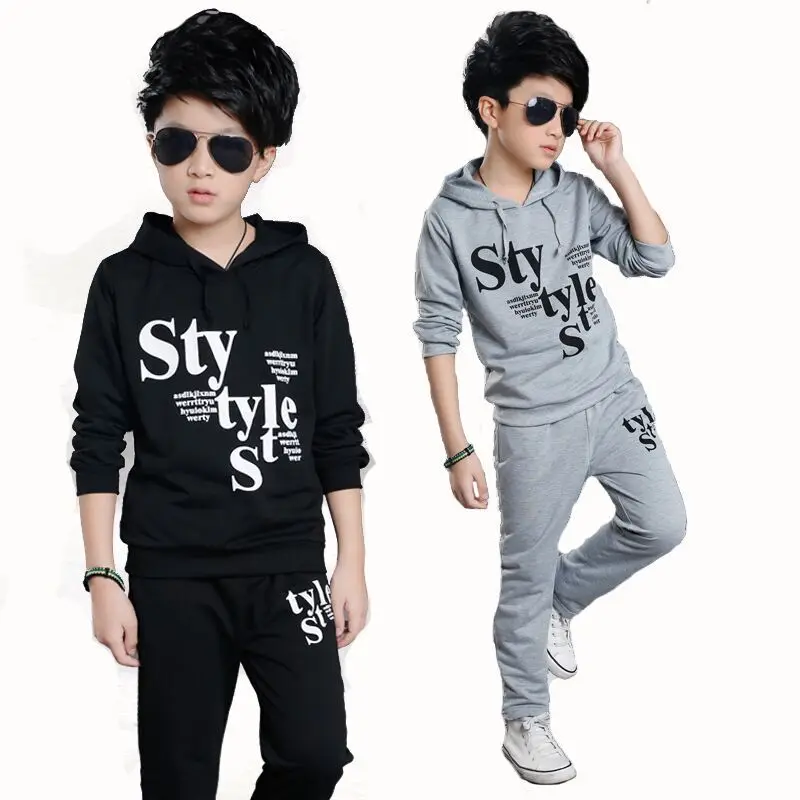 Binhbet Boys Clothing Sets Baby Autumn Sports Casual Long Sleeve Shirt+Pants Kids 2PCS Letter Kids Tracksuit for Boys 4-14Y