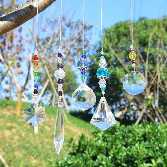 H&D Chandelier Suncatchers Prisms Glass Rainbow Maker Chakra Hanging Suncatcher Window Sun Catcher Ajándék, 5 Csomag - Image 2